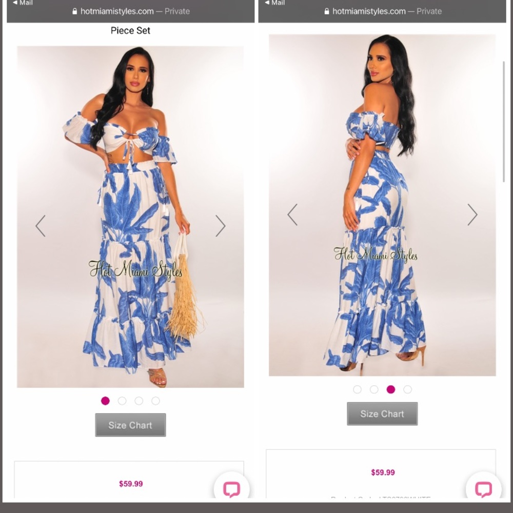 HotMiamiStyles 2 Piece Maxi skirt/top size Large